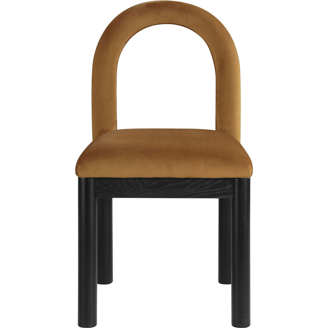 Conrad Velvet Upholstered Dining Chair — Saddle / Black