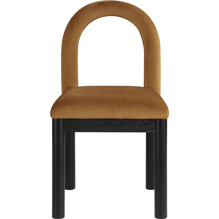 Conrad Velvet Upholstered Dining Chair — Saddle / Black