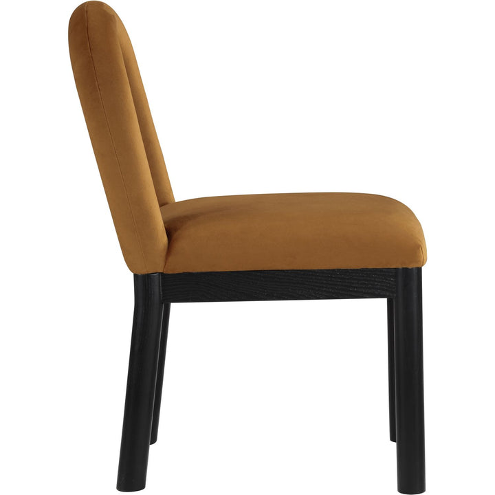 Conrad Velvet Upholstered Dining Chair — Saddle / Black