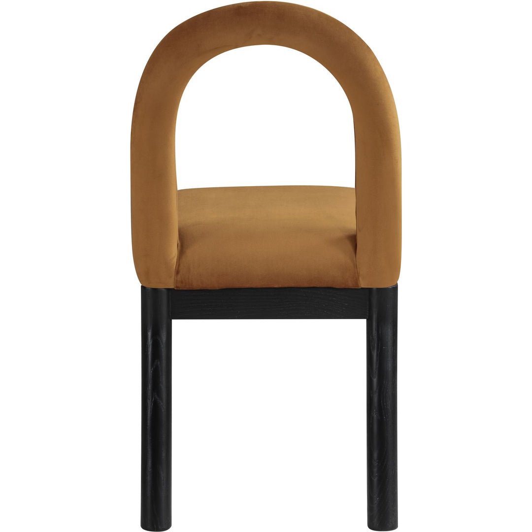 Conrad Velvet Upholstered Dining Chair — Saddle / Black
