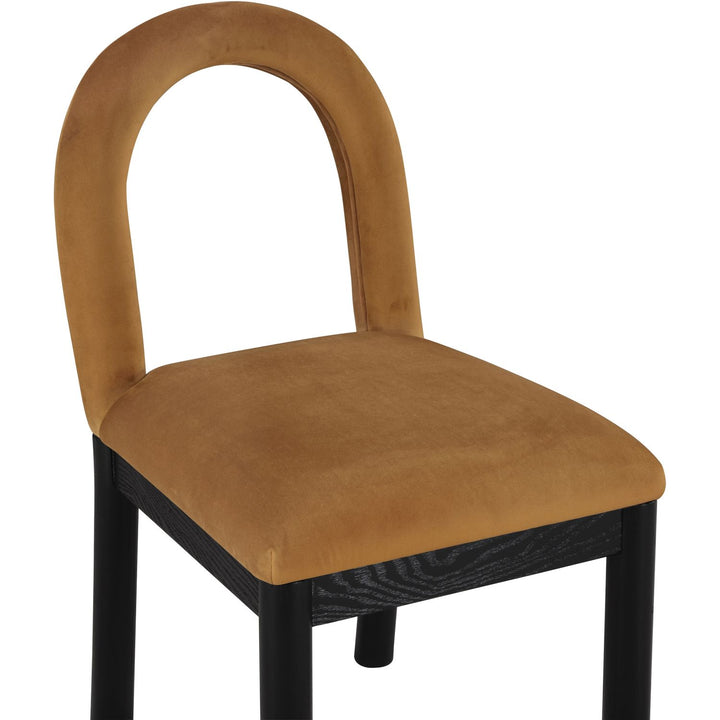 Conrad Velvet Upholstered Dining Chair — Saddle / Black