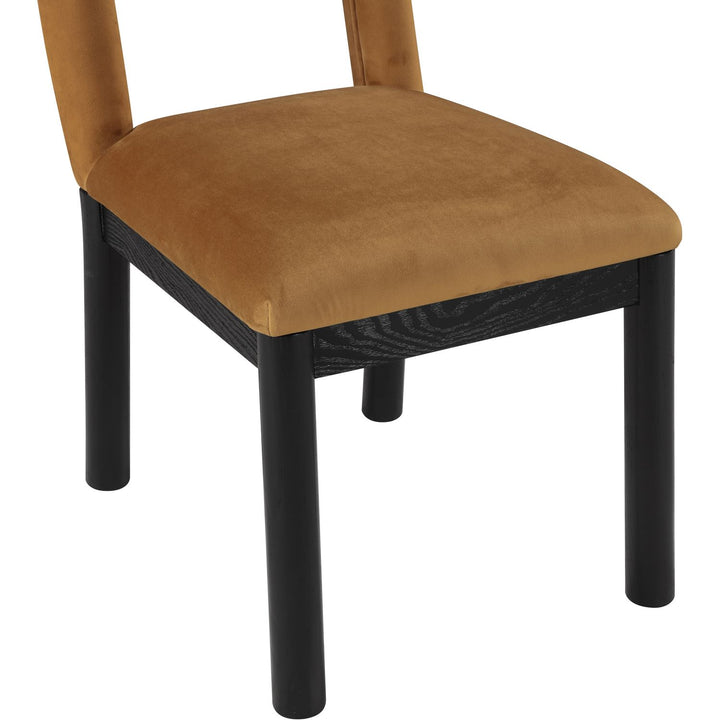 Conrad Velvet Upholstered Dining Chair — Saddle / Black