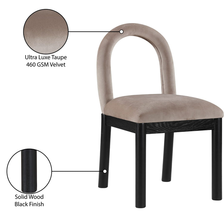 Conrad Velvet Upholstered Dining Chair — Taupe / Black