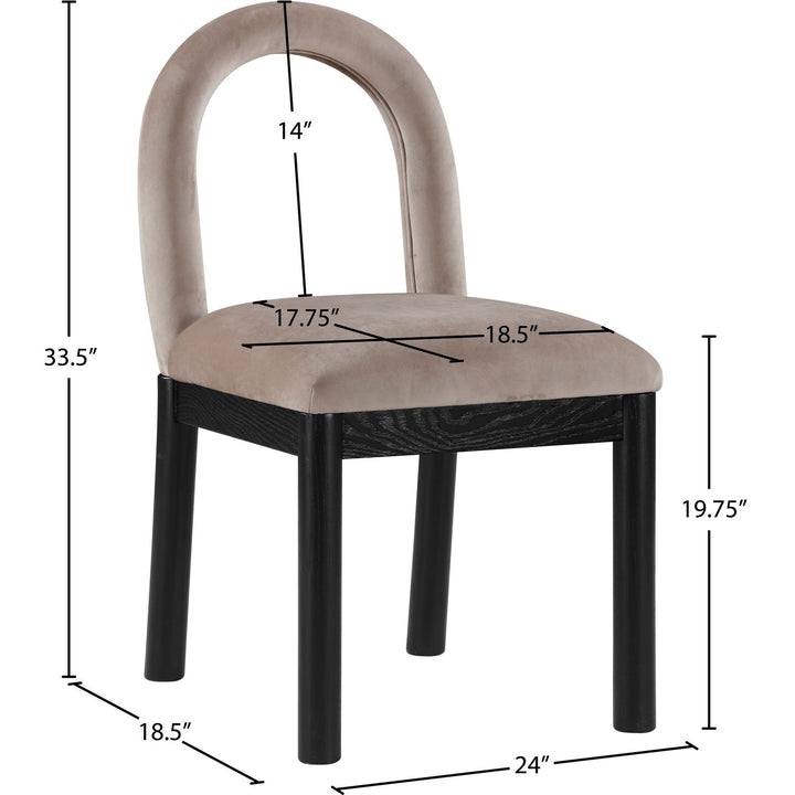 Conrad Velvet Upholstered Dining Chair — Taupe / Black