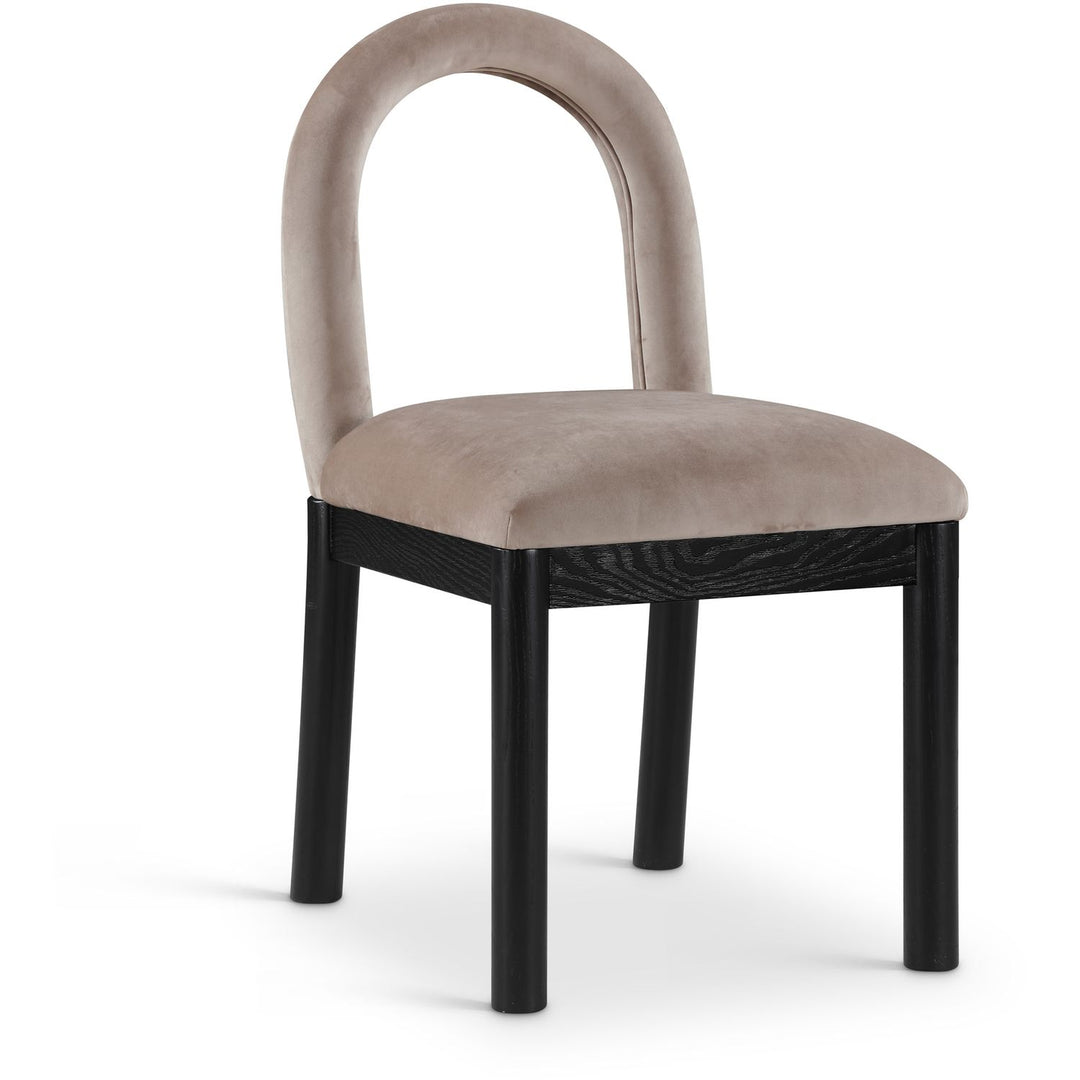 Conrad Velvet Upholstered Dining Chair — Taupe / Black