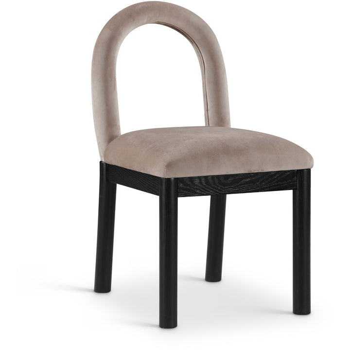 Conrad Velvet Upholstered Dining Chair — Taupe / Black