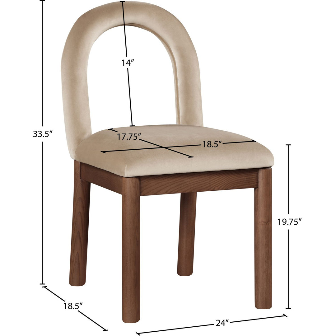 Conrad Velvet Upholstered Dining Chair — Beige / Brown