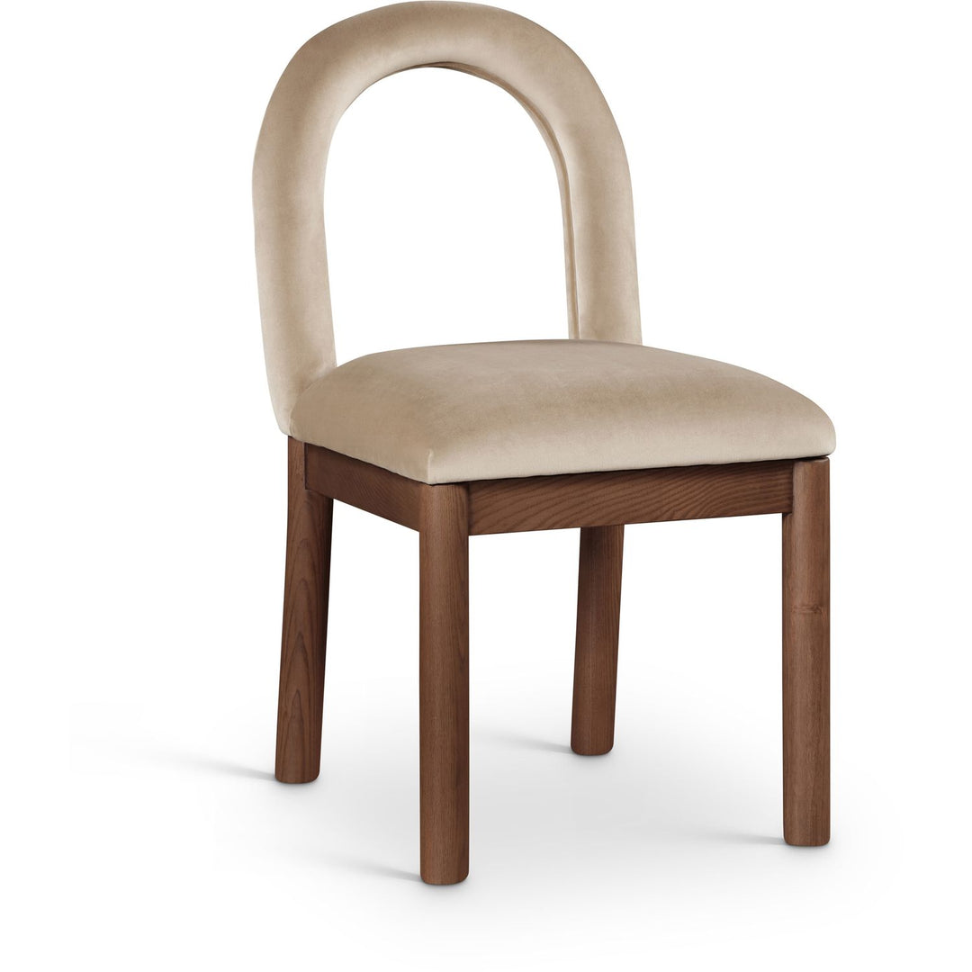 Conrad Velvet Upholstered Dining Chair — Beige / Brown