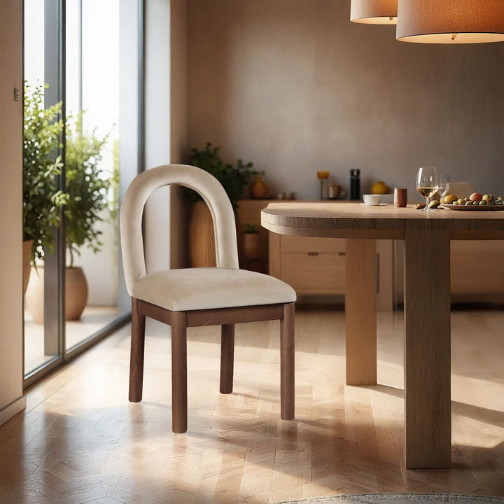 Conrad Velvet Upholstered Dining Chair — Beige / Brown