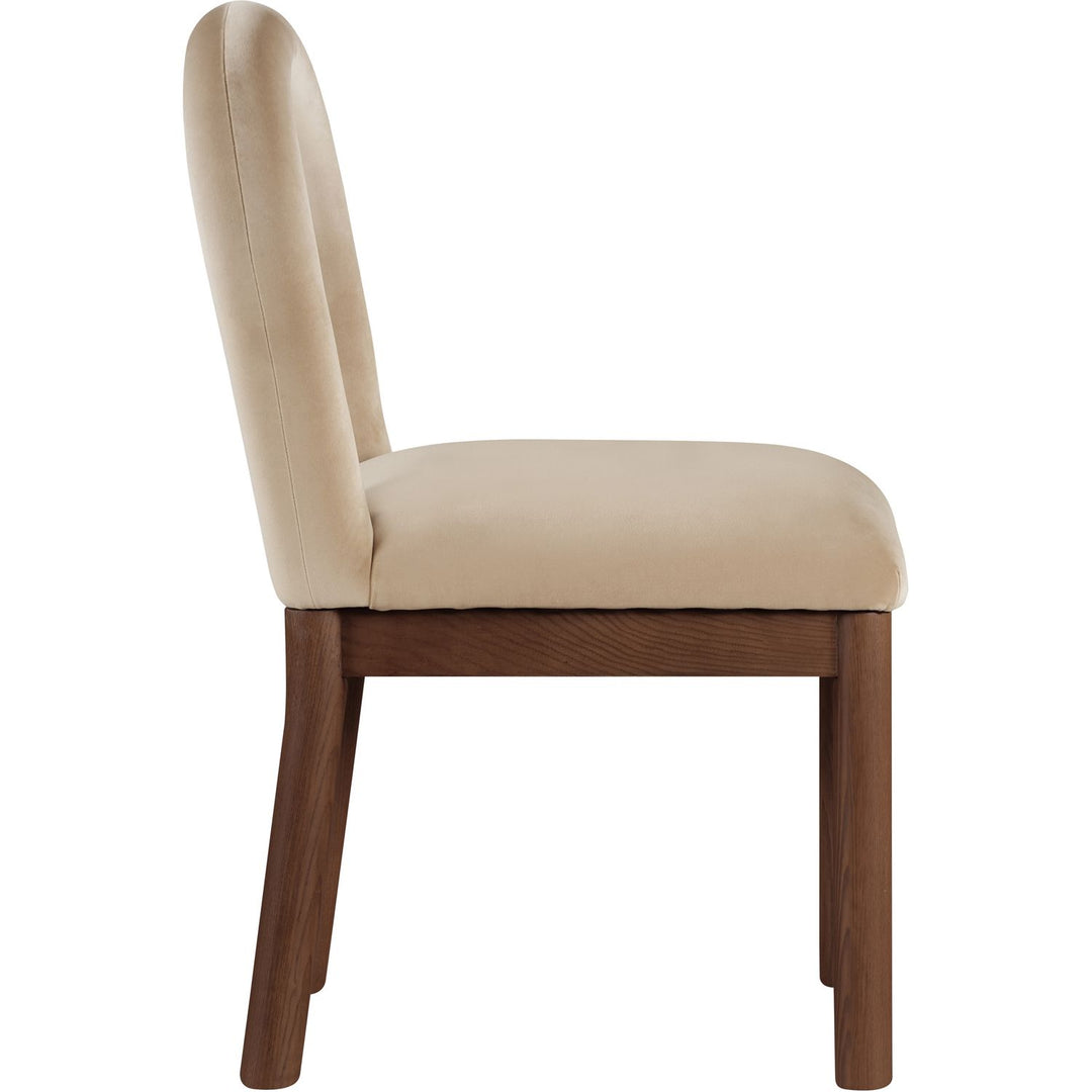 Conrad Velvet Upholstered Dining Chair — Beige / Brown