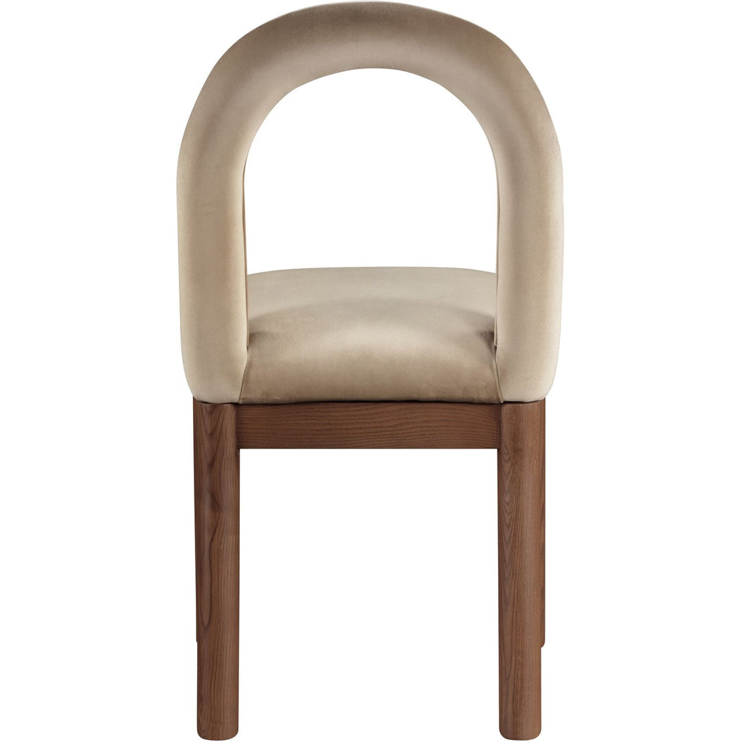 Conrad Velvet Upholstered Dining Chair — Beige / Brown