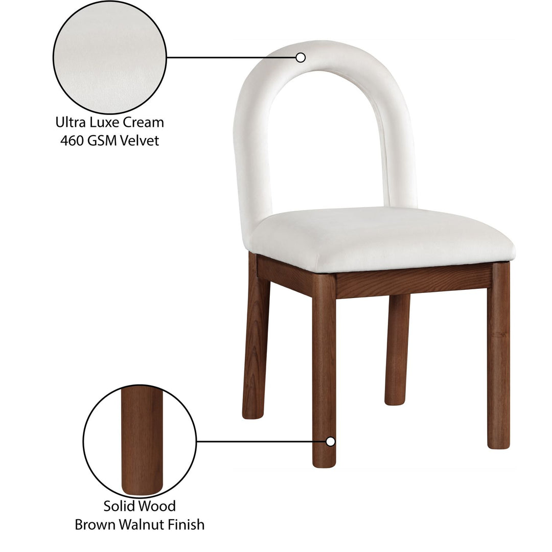 Conrad Velvet Upholstered Dining Chair — Cream / Brown