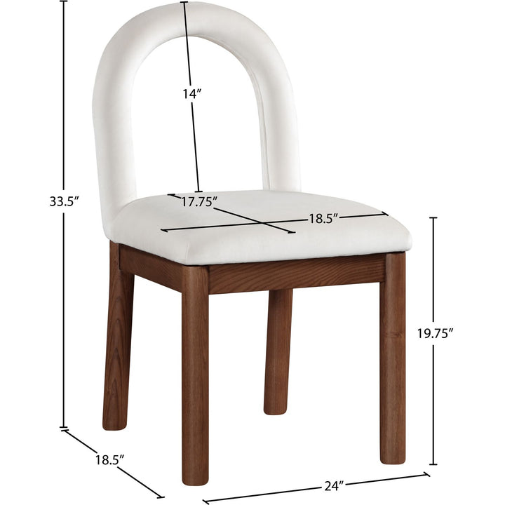 Conrad Velvet Upholstered Dining Chair — Cream / Brown