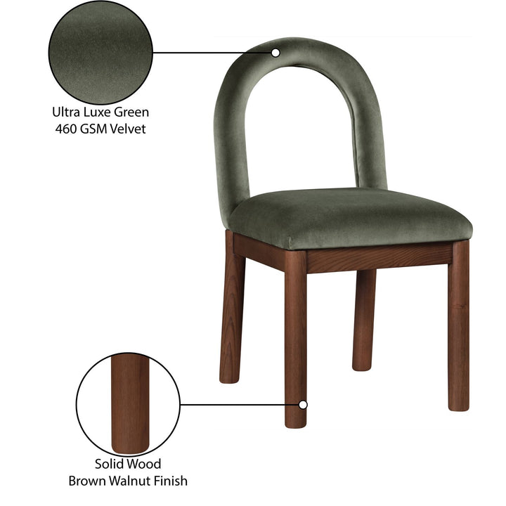 Conrad Velvet Upholstered Dining Chair — Green / Brown