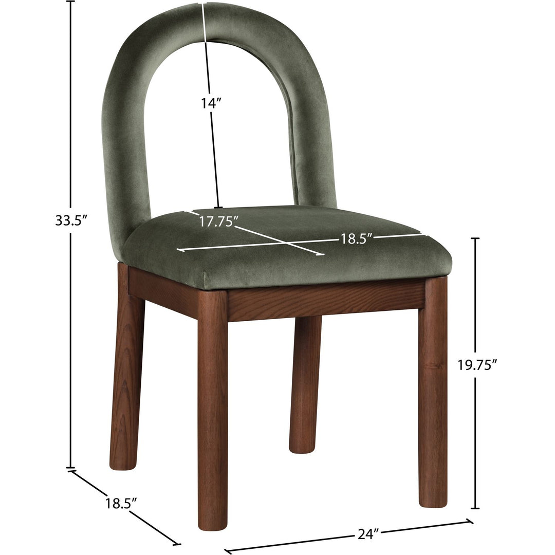 Conrad Velvet Upholstered Dining Chair — Green / Brown
