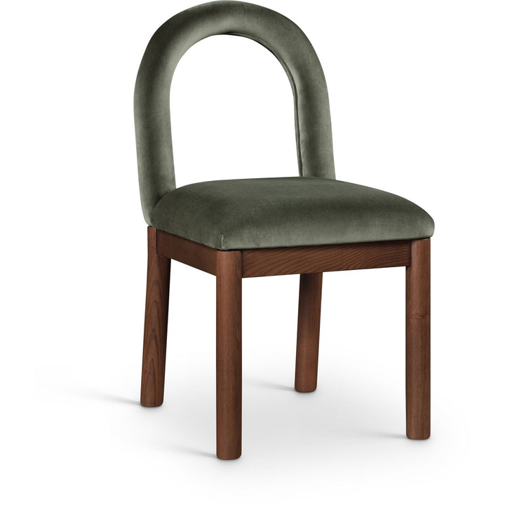 Conrad Velvet Upholstered Dining Chair — Green / Brown