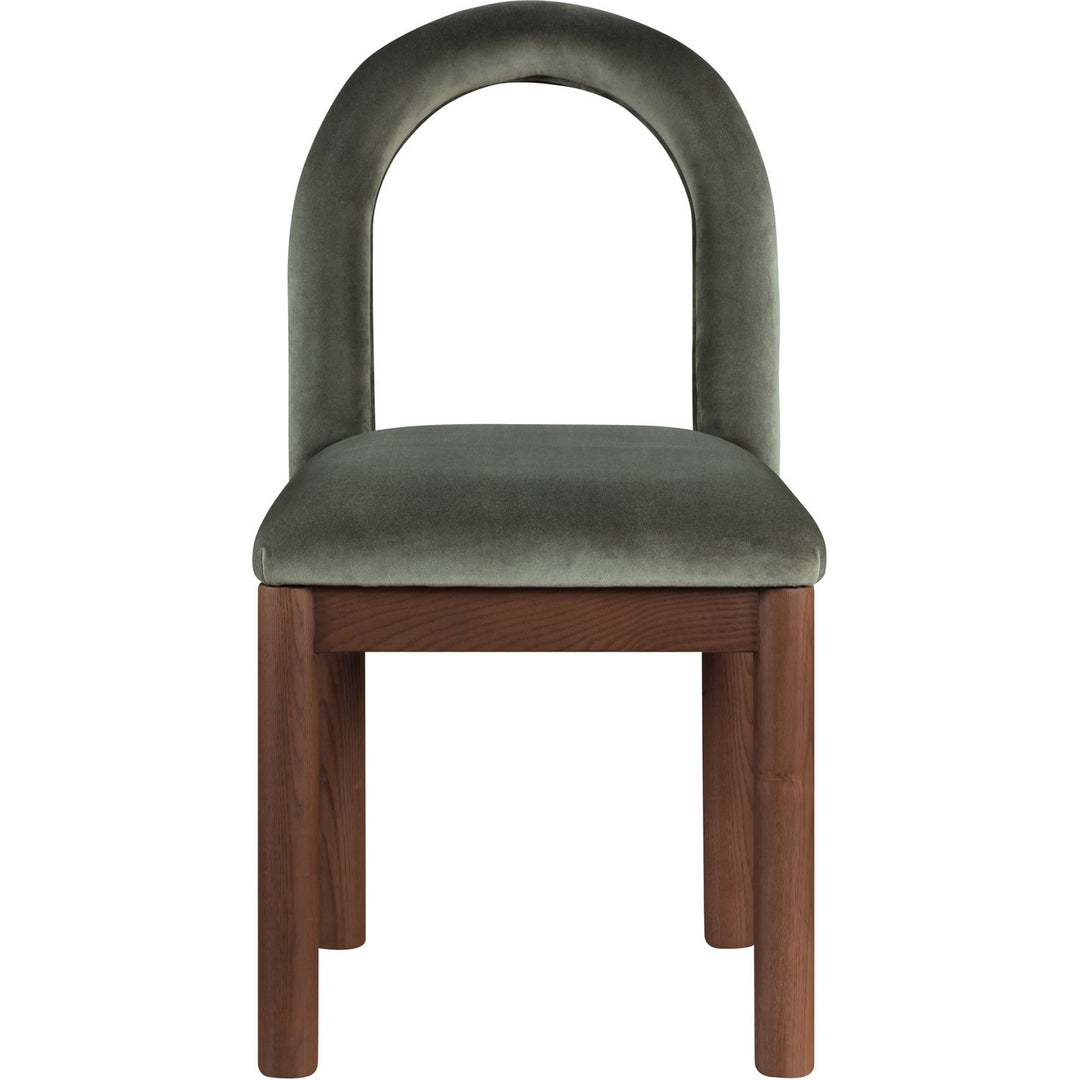 Conrad Velvet Upholstered Dining Chair — Green / Brown