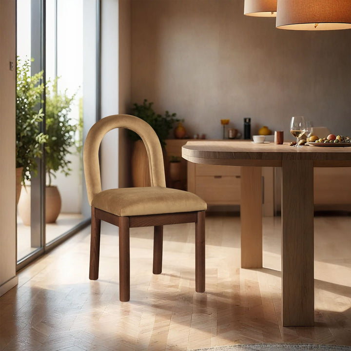 Conrad Velvet Upholstered Dining Chair — Saddle / Brown