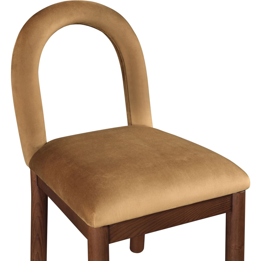 Conrad Velvet Upholstered Dining Chair — Saddle / Brown