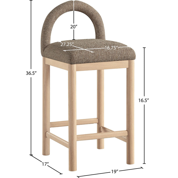 Conrad Linen Textured Fabric Upholstered Counter Stool — Brown / Natural