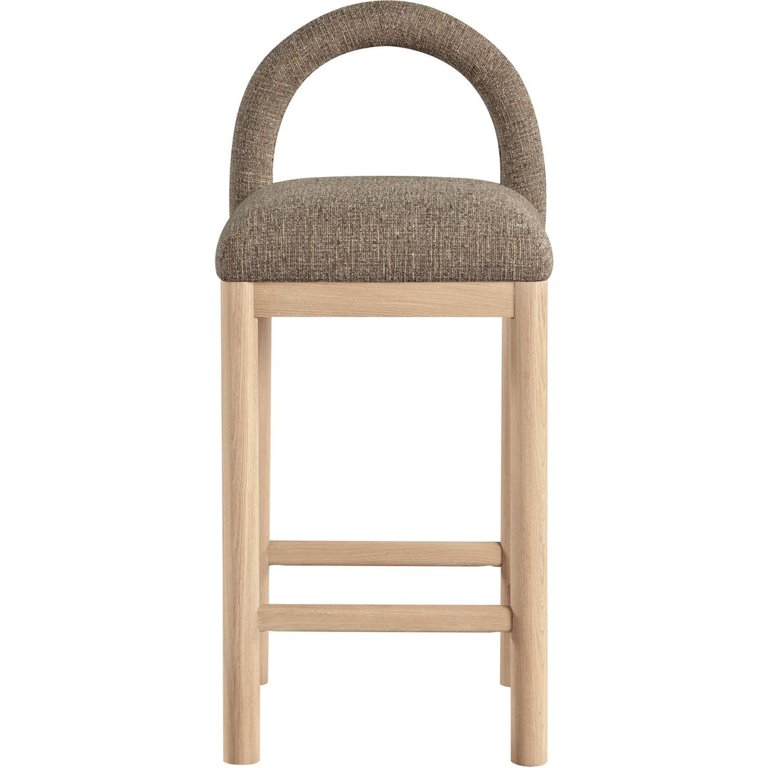 Conrad Linen Textured Fabric Upholstered Counter Stool — Brown / Natural
