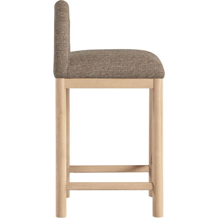 Conrad Linen Textured Fabric Upholstered Counter Stool — Brown / Natural