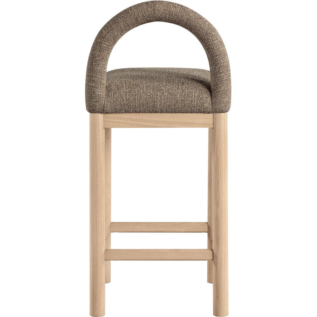 Conrad Linen Textured Fabric Upholstered Counter Stool — Brown / Natural