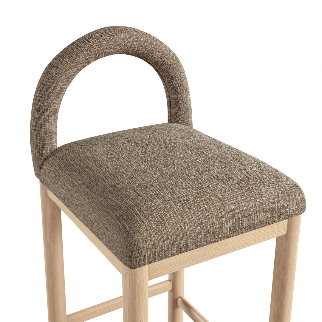 Conrad Linen Textured Fabric Upholstered Counter Stool — Brown / Natural