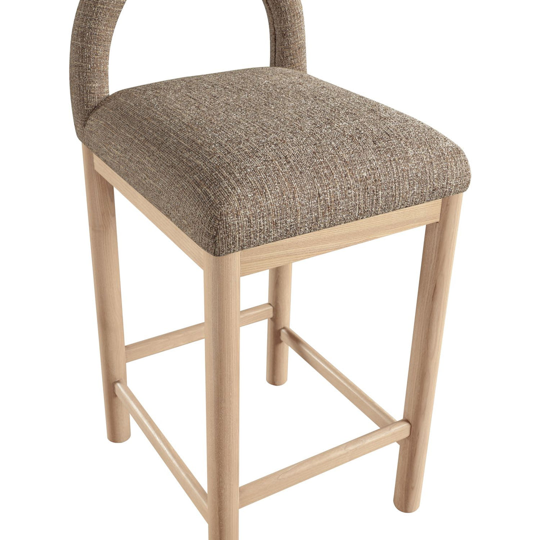 Conrad Linen Textured Fabric Upholstered Counter Stool — Brown / Natural