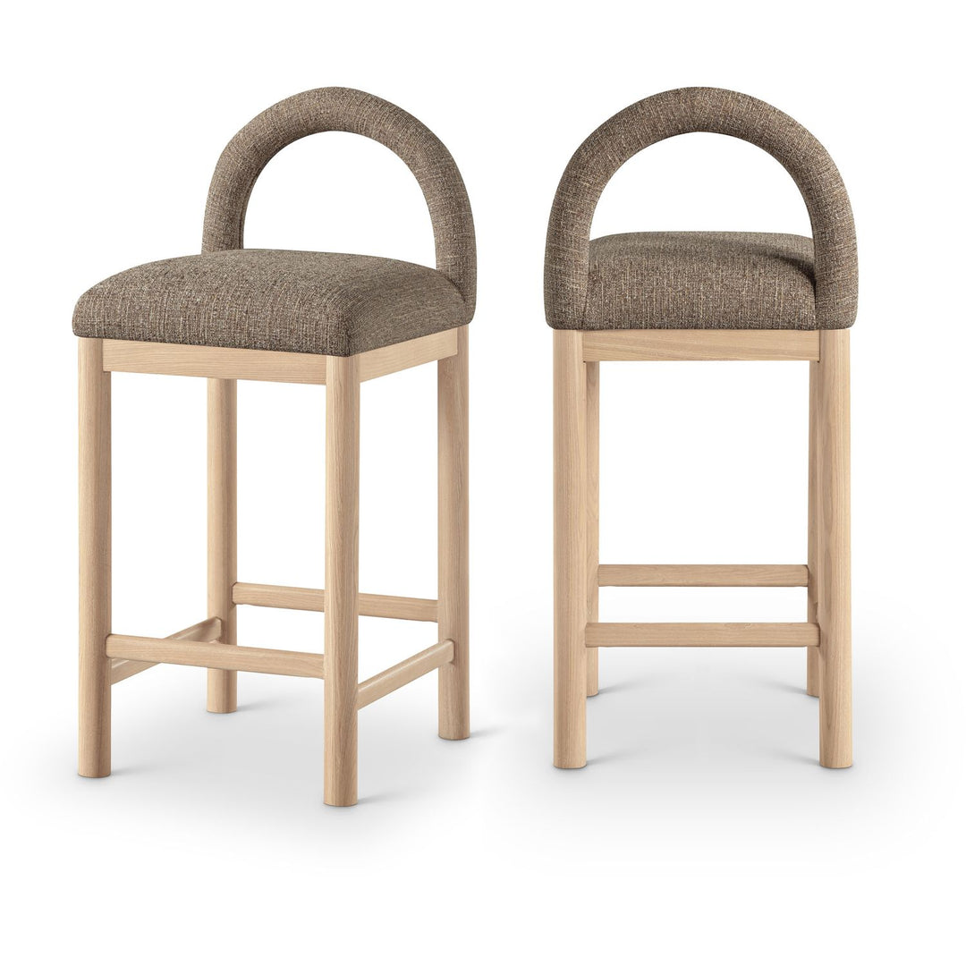 Conrad Brown Linen Textured Fabric Upholstered Counter Stool