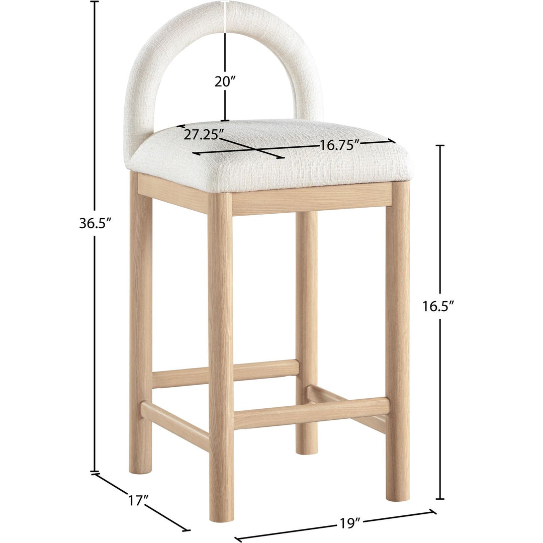 Conrad Linen Textured Fabric Upholstered Counter Stool — Cream / Natural