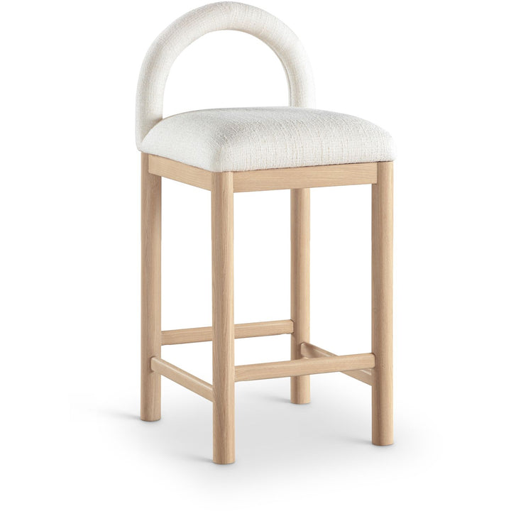 Conrad Linen Textured Fabric Upholstered Counter Stool — Cream / Natural