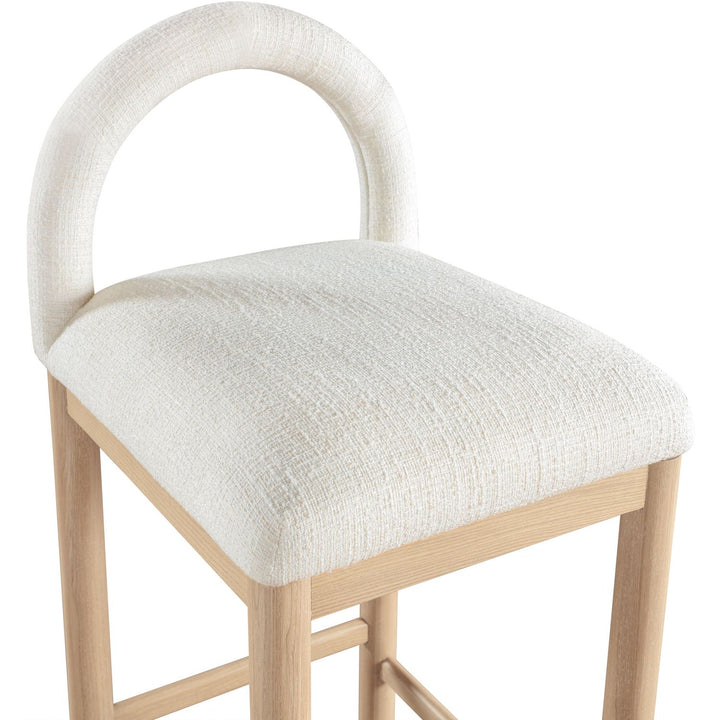 Conrad Linen Textured Fabric Upholstered Counter Stool — Cream / Natural