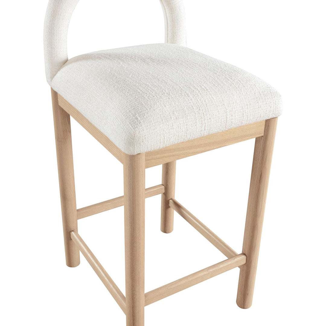 Conrad Linen Textured Fabric Upholstered Counter Stool — Cream / Natural