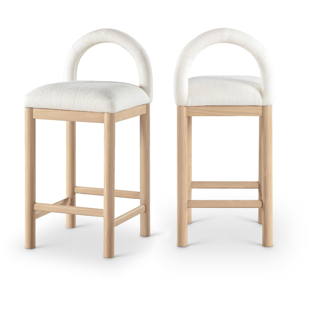 Conrad Cream Linen Textured Fabric Upholstered Counter Stool