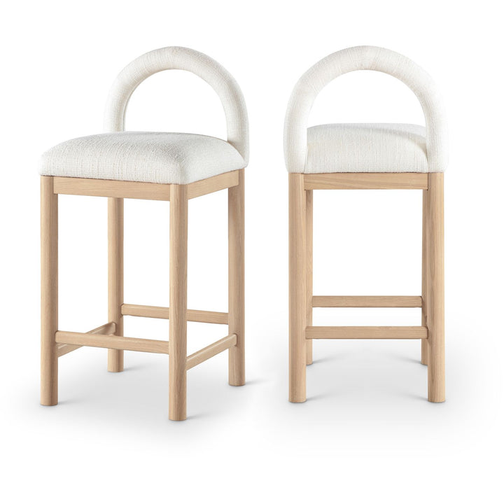 Conrad Cream Linen Textured Fabric Upholstered Counter Stool