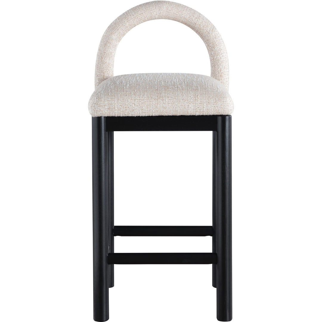 Conrad Linen Textured Fabric Upholstered Counter Stool — Beige / Black