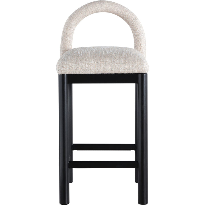 Conrad Linen Textured Fabric Upholstered Counter Stool — Beige / Black