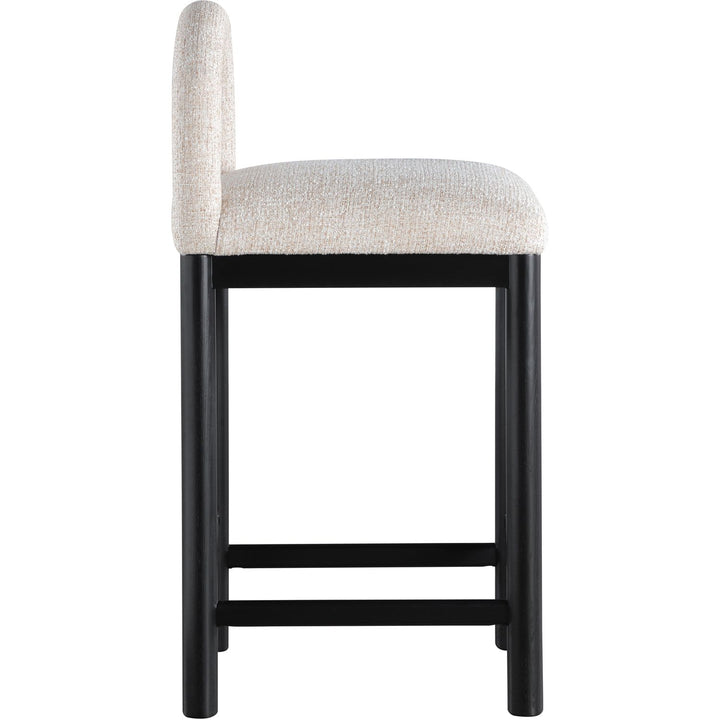 Conrad Linen Textured Fabric Upholstered Counter Stool — Beige / Black