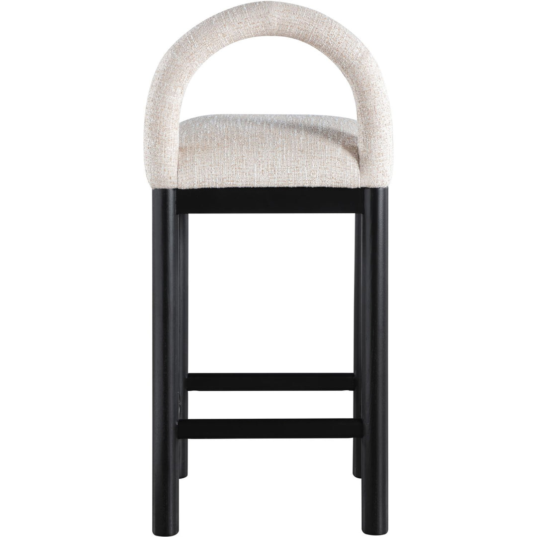 Conrad Linen Textured Fabric Upholstered Counter Stool — Beige / Black