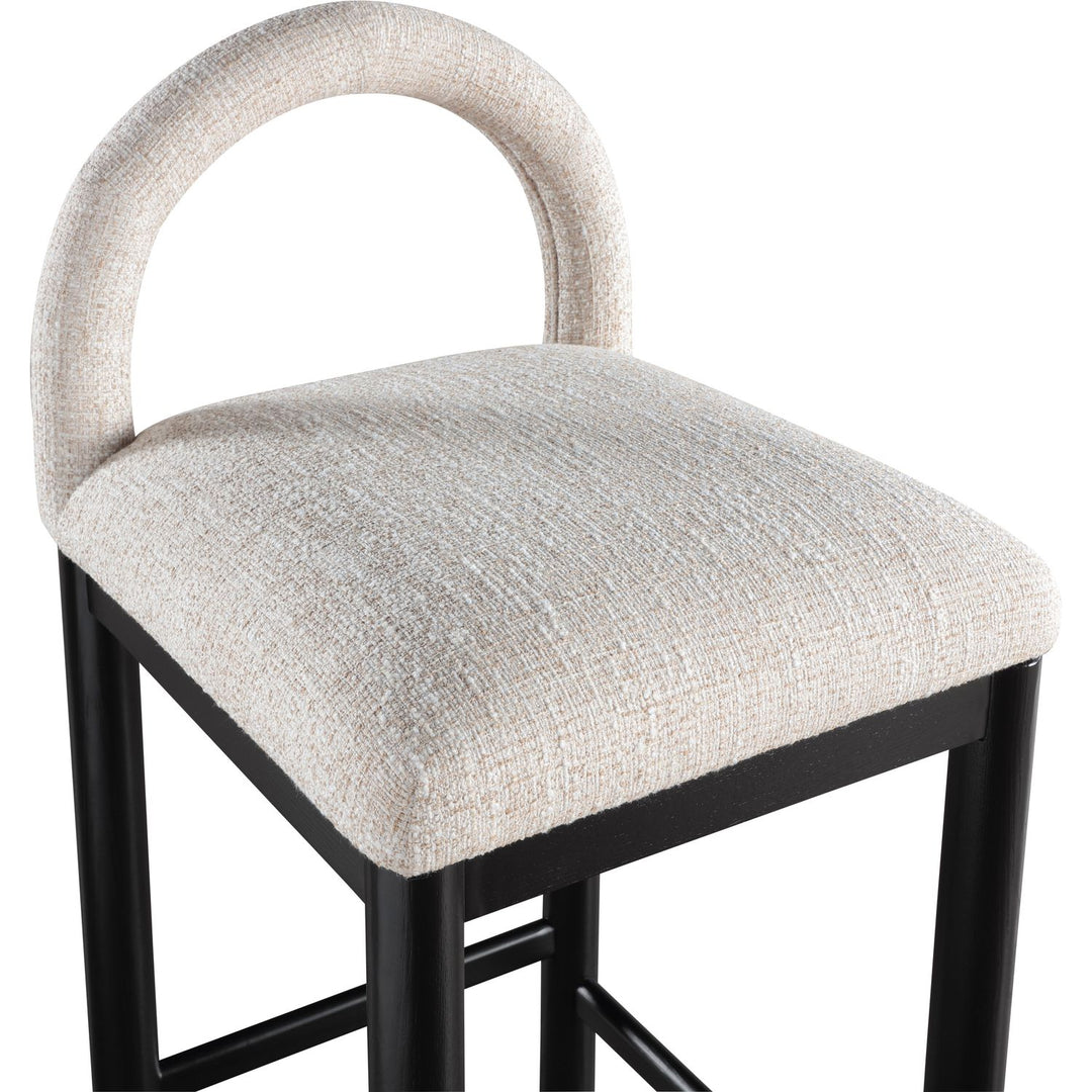 Conrad Linen Textured Fabric Upholstered Counter Stool — Beige / Black