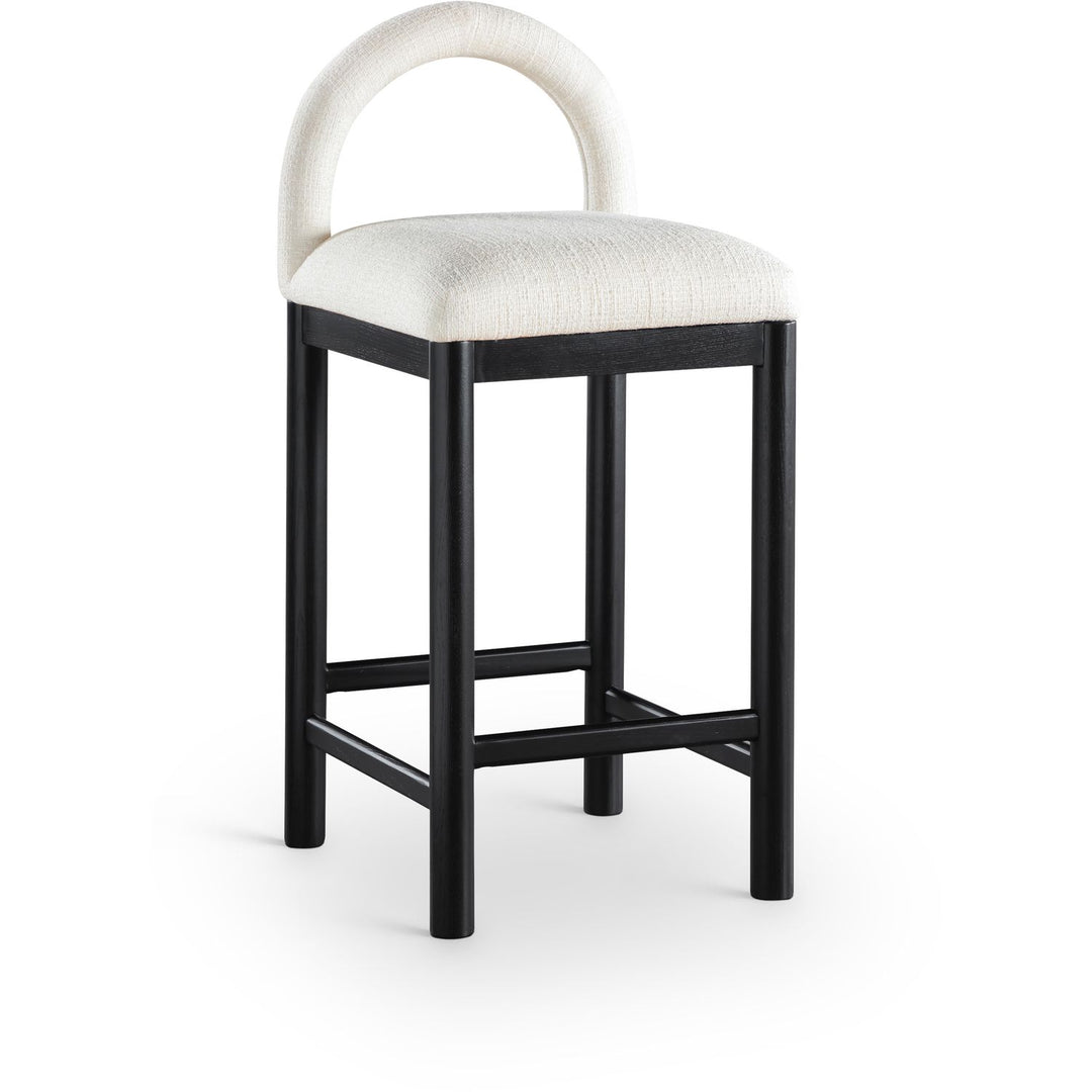Conrad Linen Textured Fabric Upholstered Counter Stool — Cream / Black