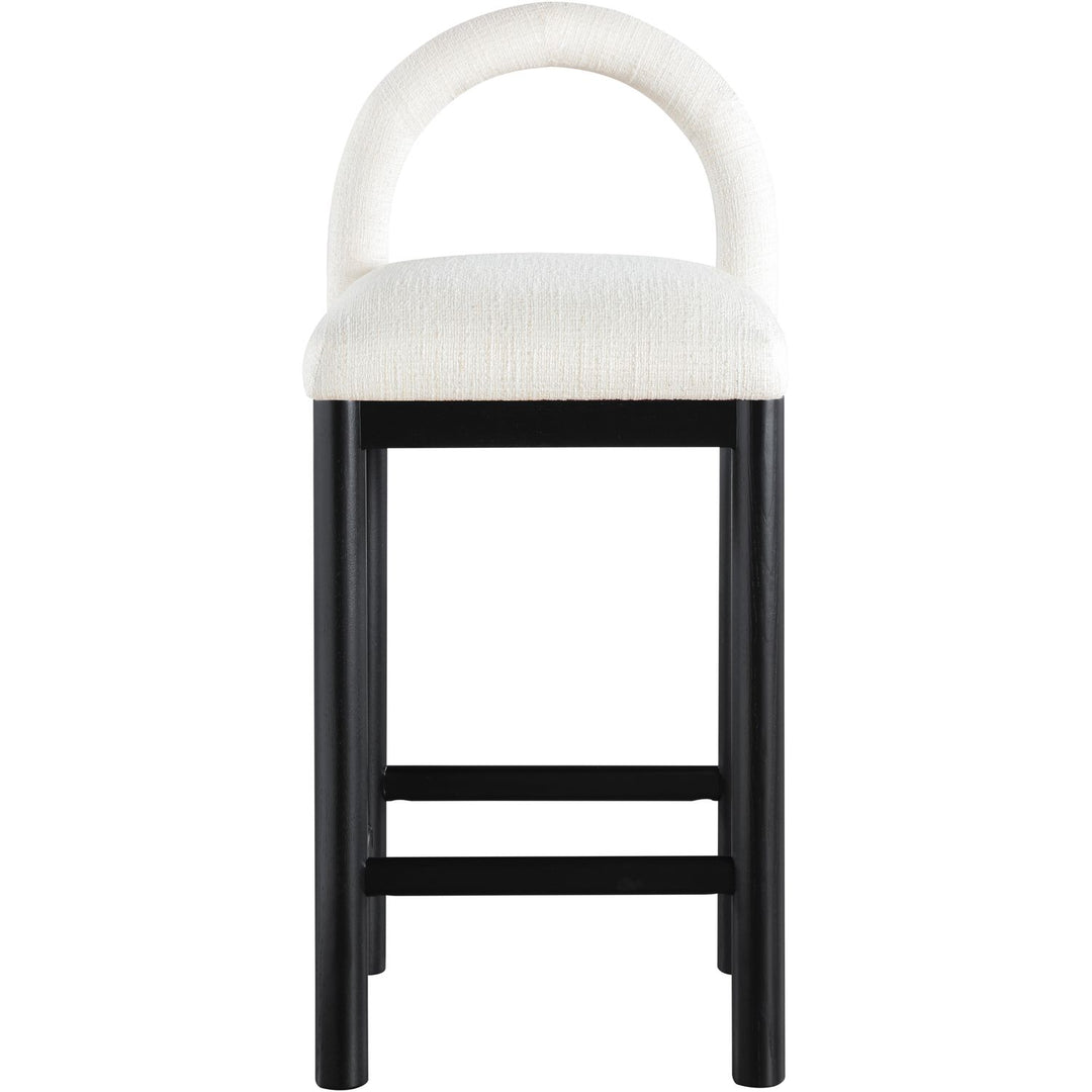 Conrad Linen Textured Fabric Upholstered Counter Stool — Cream / Black