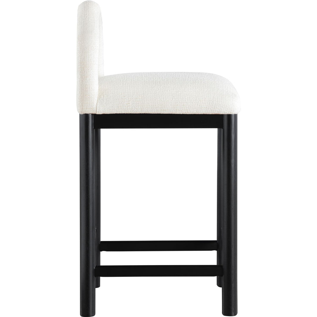 Conrad Linen Textured Fabric Upholstered Counter Stool — Cream / Black