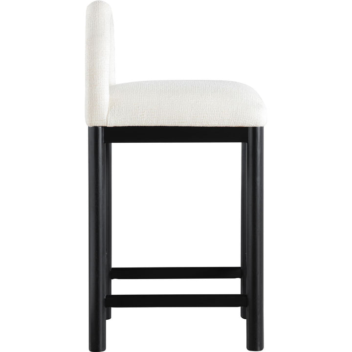 Conrad Linen Textured Fabric Upholstered Counter Stool — Cream / Black