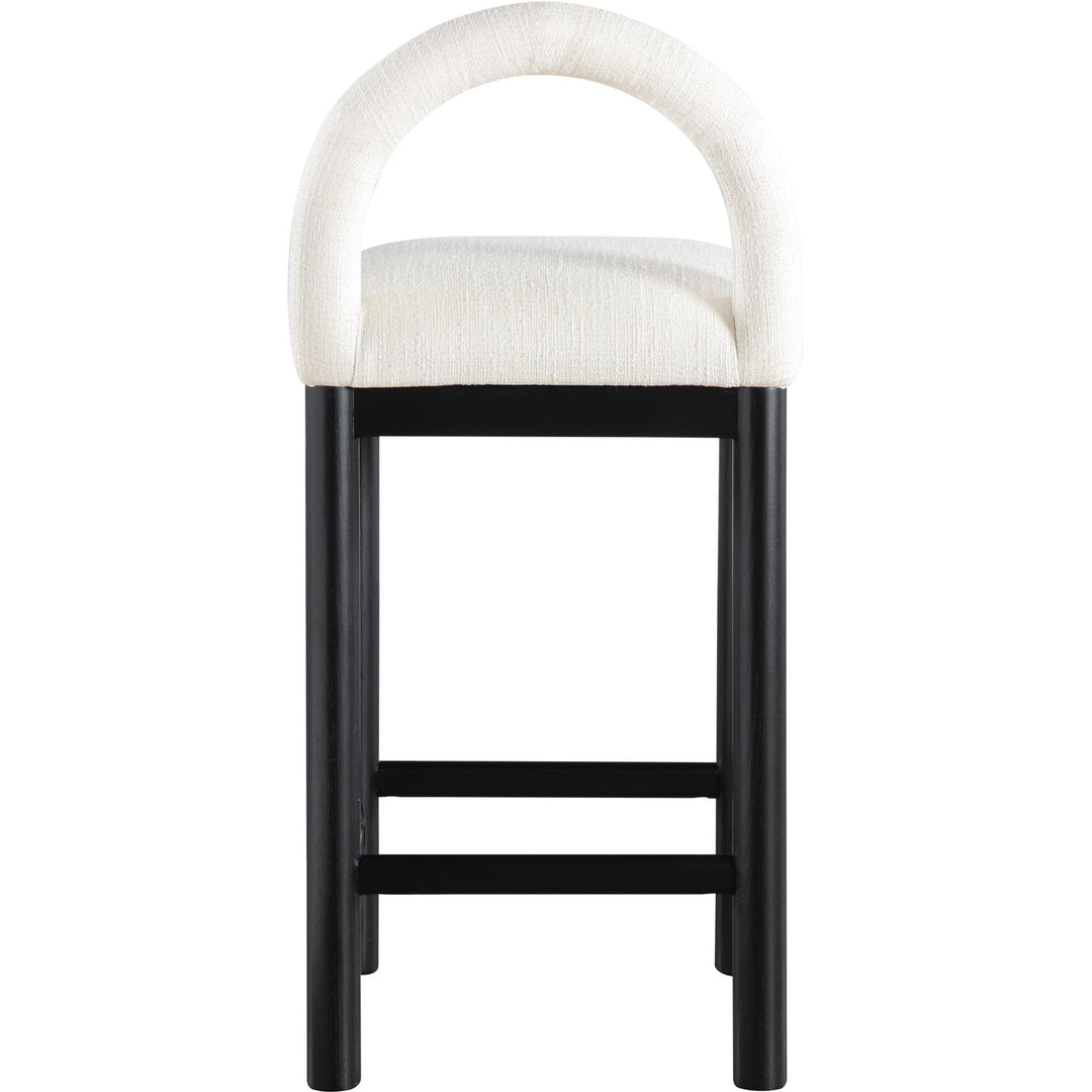 Conrad Linen Textured Fabric Upholstered Counter Stool — Cream / Black