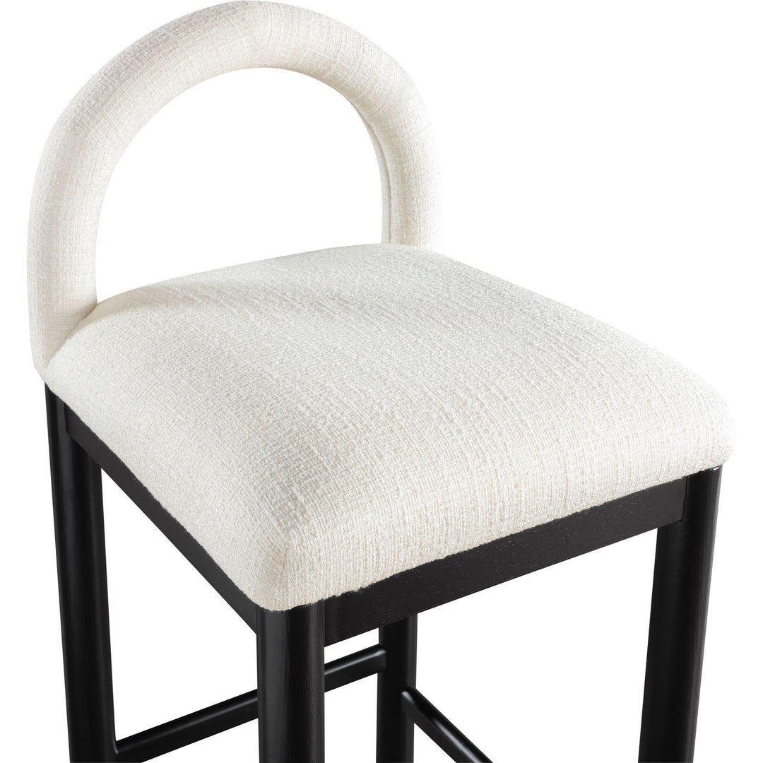 Conrad Linen Textured Fabric Upholstered Counter Stool — Cream / Black