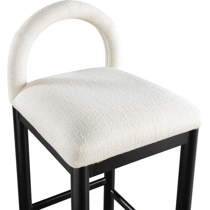 Conrad Linen Textured Fabric Upholstered Counter Stool — Cream / Black