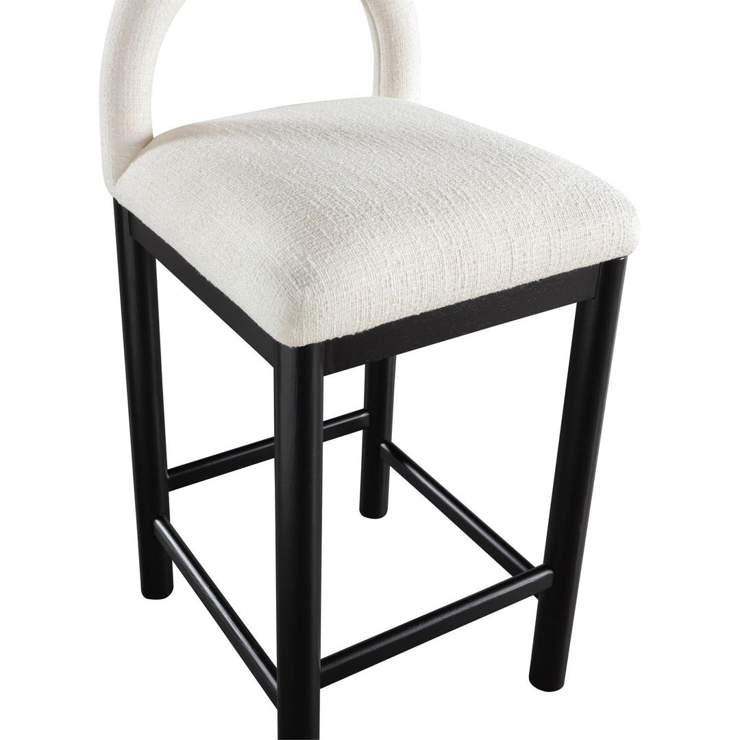 Conrad Linen Textured Fabric Upholstered Counter Stool — Cream / Black