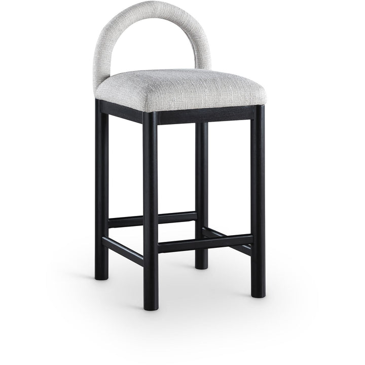 Conrad Linen Textured Fabric Upholstered Counter Stool — Grey / Black